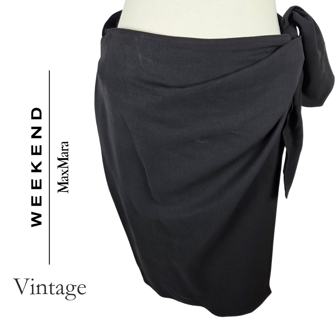 Weekend Maxmara Weekend Black Tie-Side Wrap Skirt